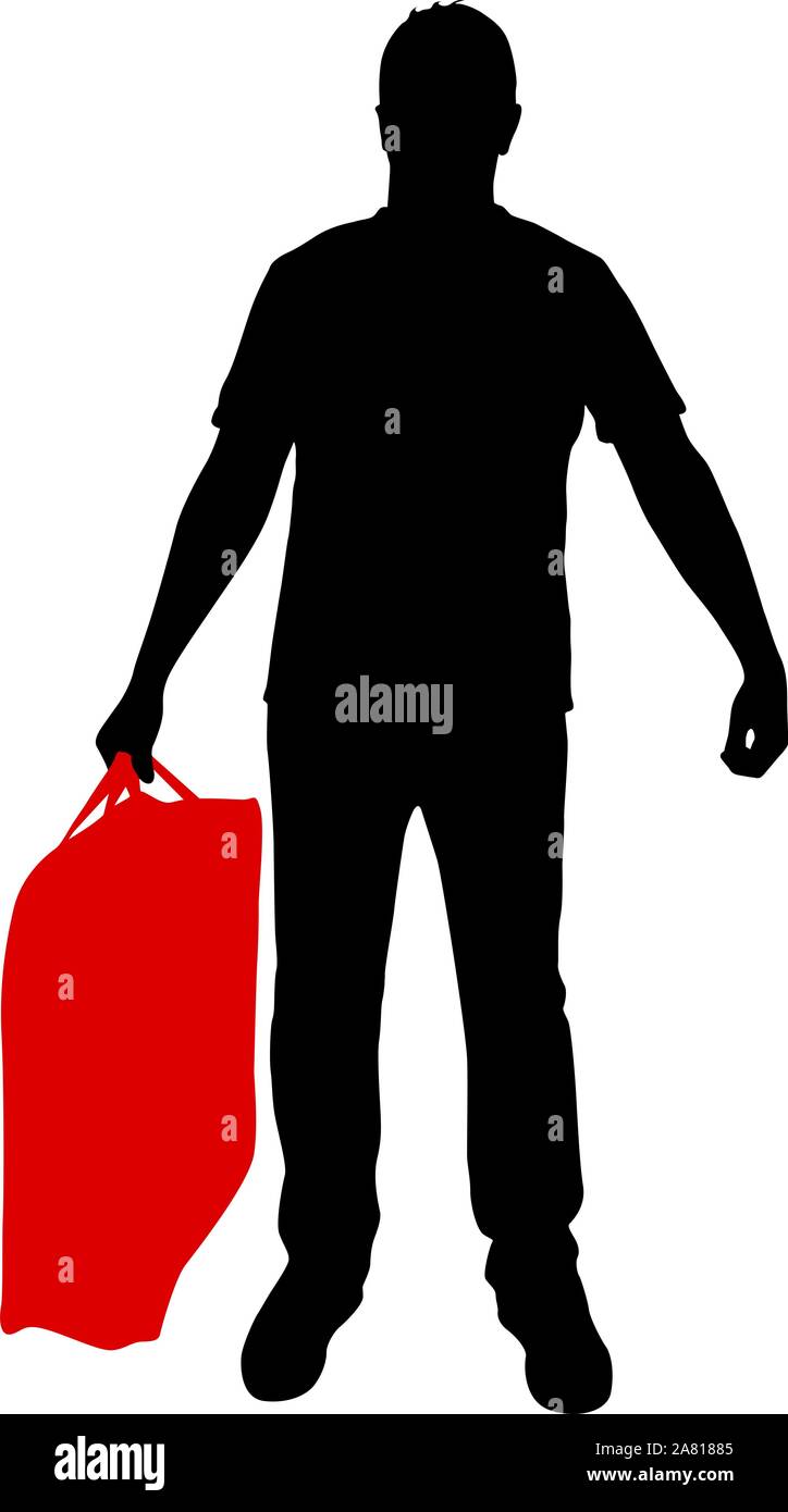 Silhouette of a man with a briefcase in hand, on a white background ...