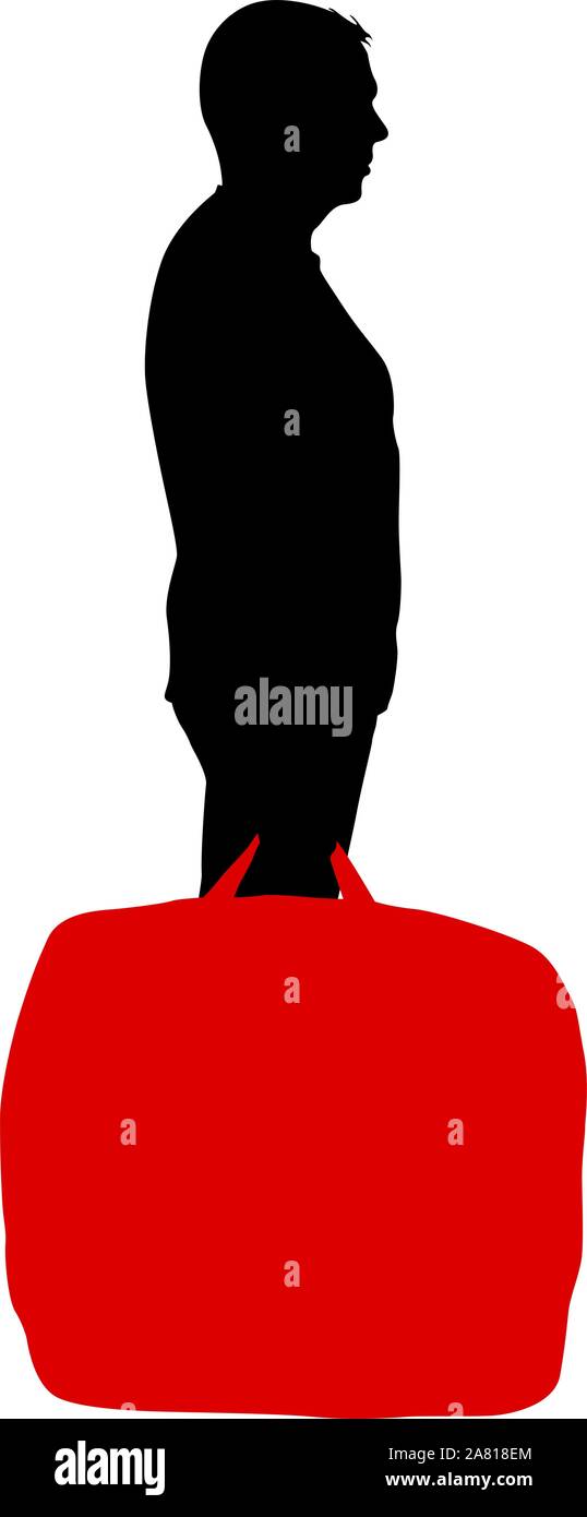 Silhouette of a man with a briefcase in hand, on a white background ...
