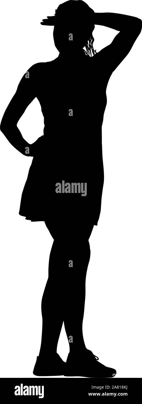 Black silhouettes woman with arm raised on a white background Stock ...