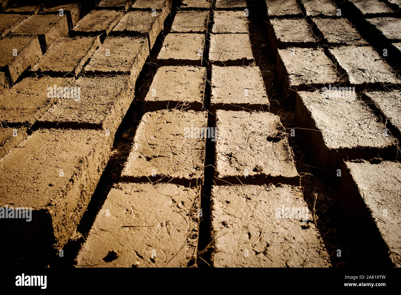 Adobe bricks drying out in the sun at Island of the Sun in Lake ...