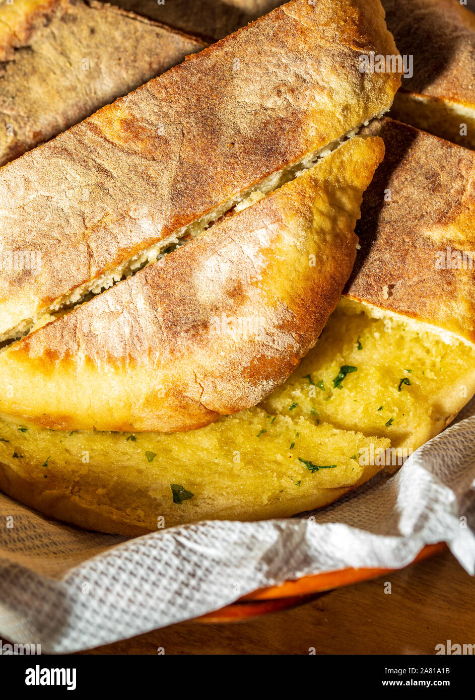 Bolo do Caco traditional Madeira Island bread with garlic butter Stock ...