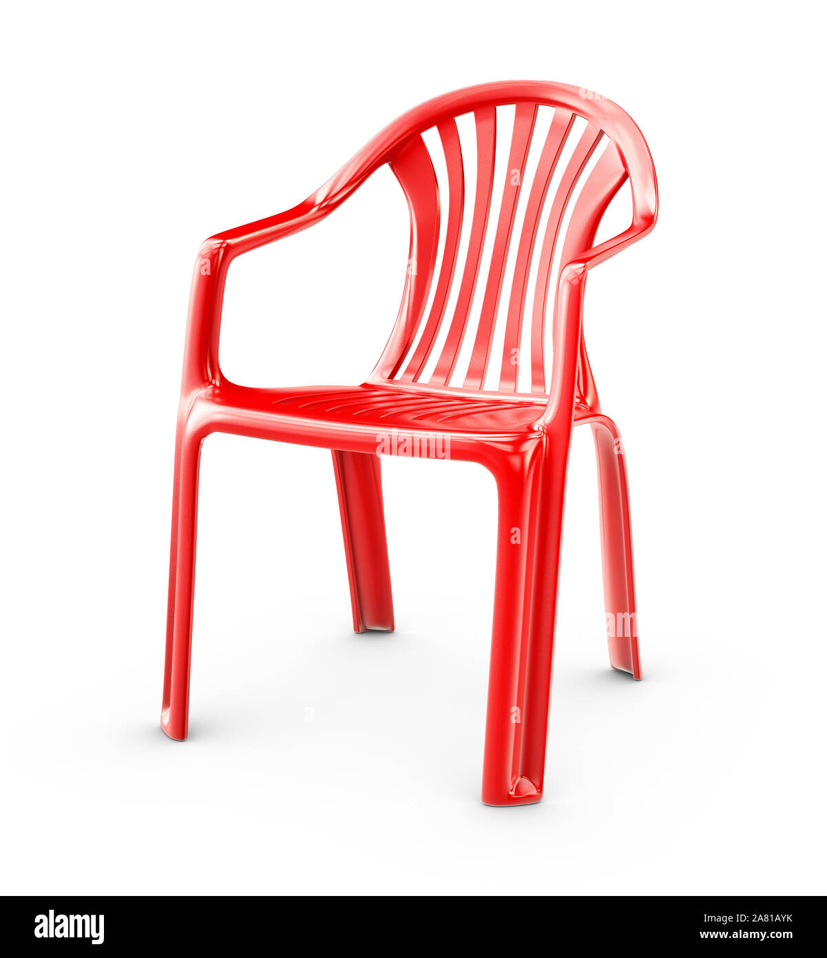 3d Rendering of Red plastic chair on a white background Stock Photo - Alamy