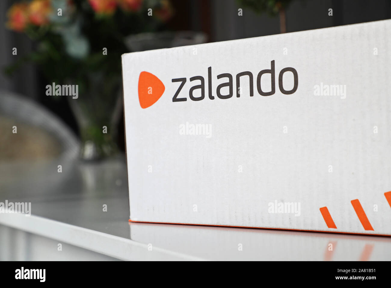 Home-delivered package from the company Zalando. Zalando is a Berlin  fashion company that sells lifestyle