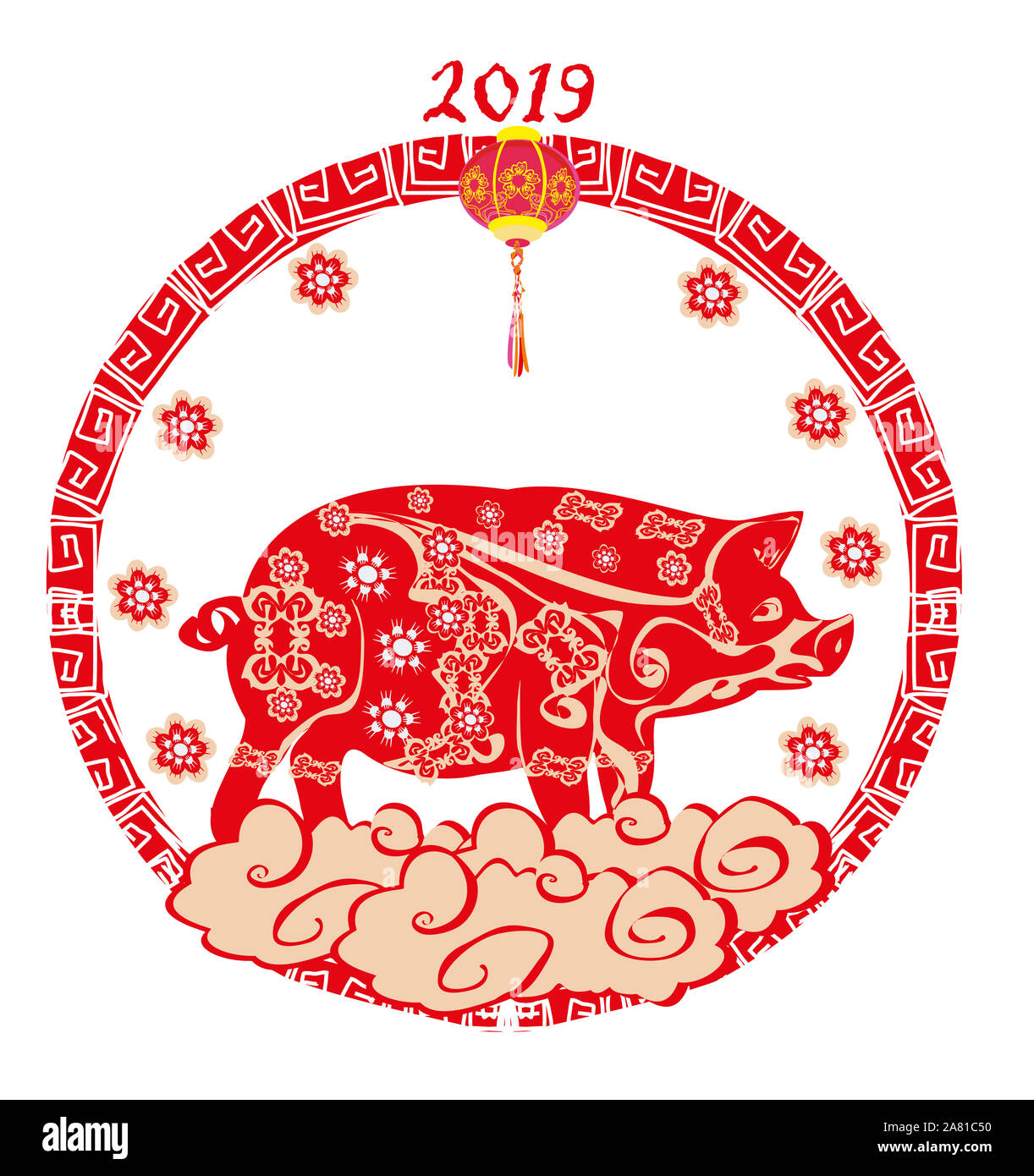 Chinese zodiac the year of Pig frame Stock Photo Alamy