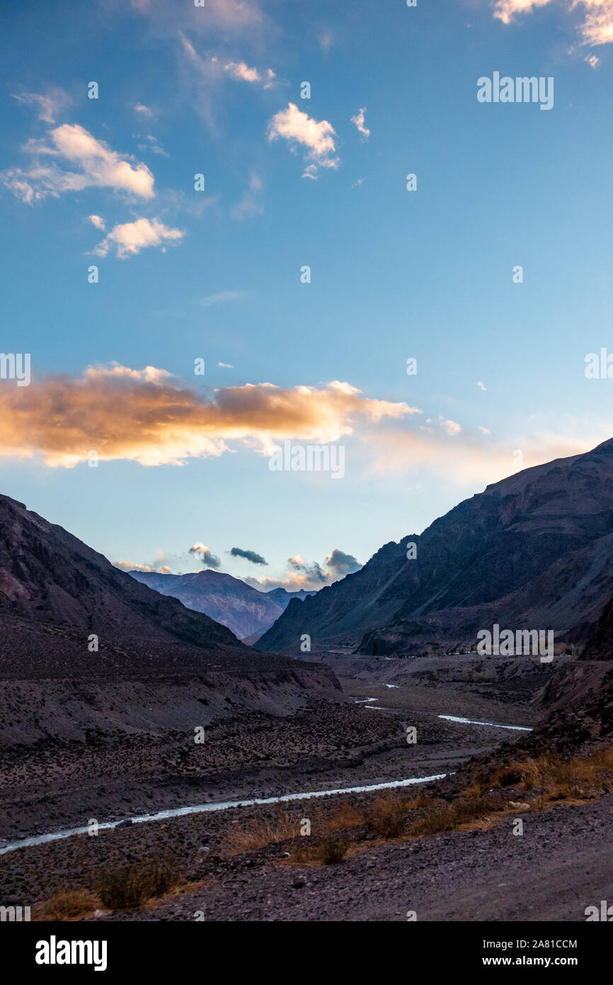 The Mendoza River high up in the Andes Mountains in Argentina Stock