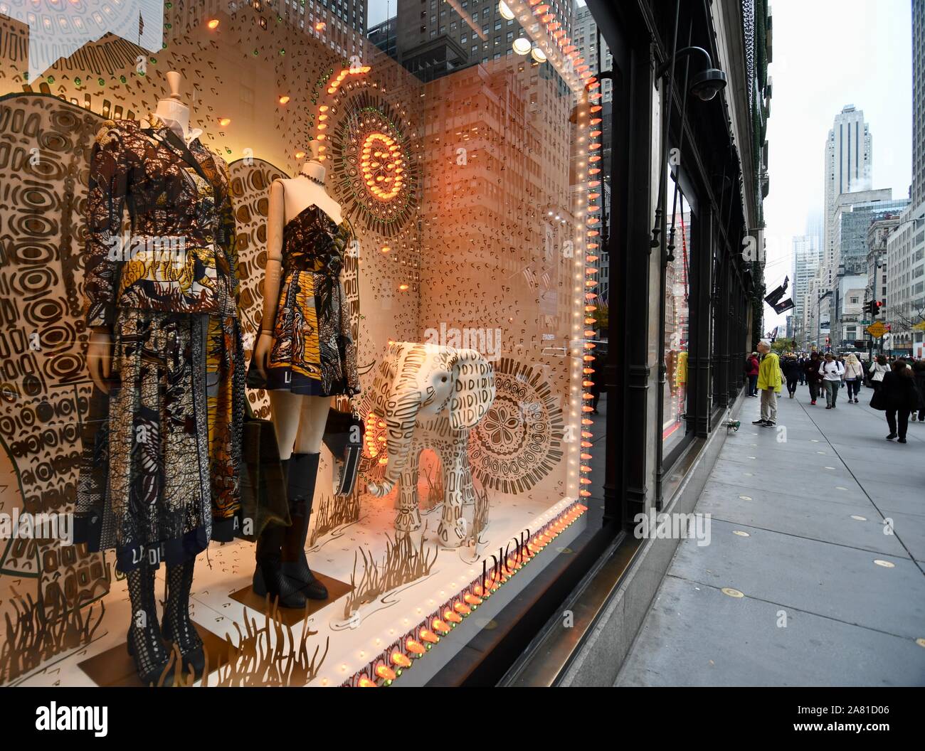 Window display at Saks Fifth Avenue, New York City, USA Stock