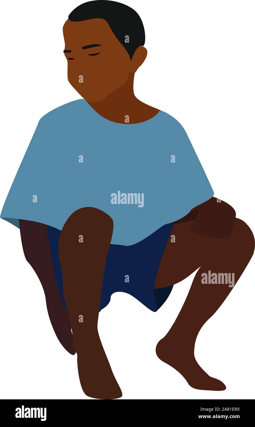 Boy in blue, illustration, vector on white background Stock Vector