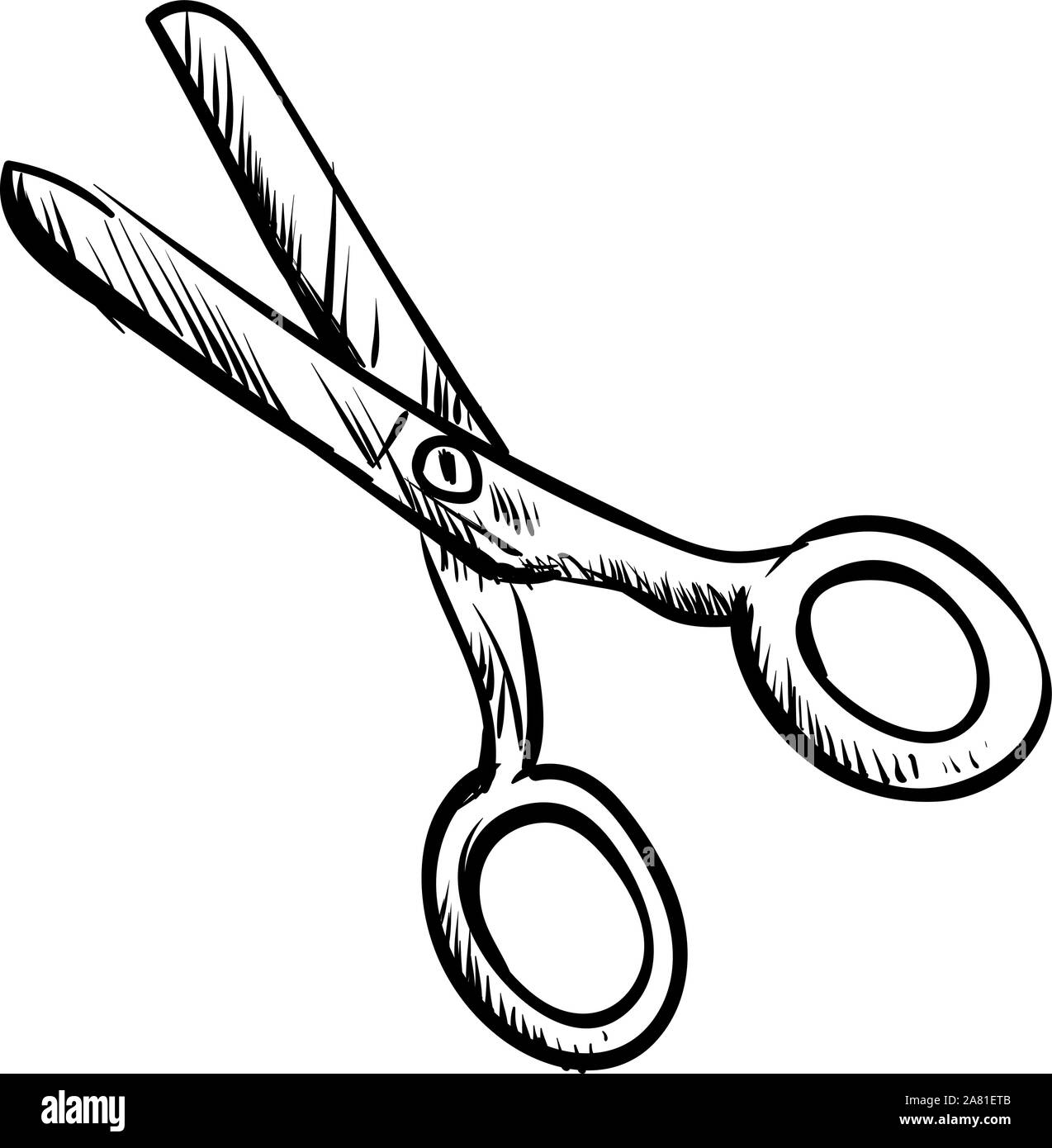 Scissors sketch, illustration, vector on white background Stock Vector