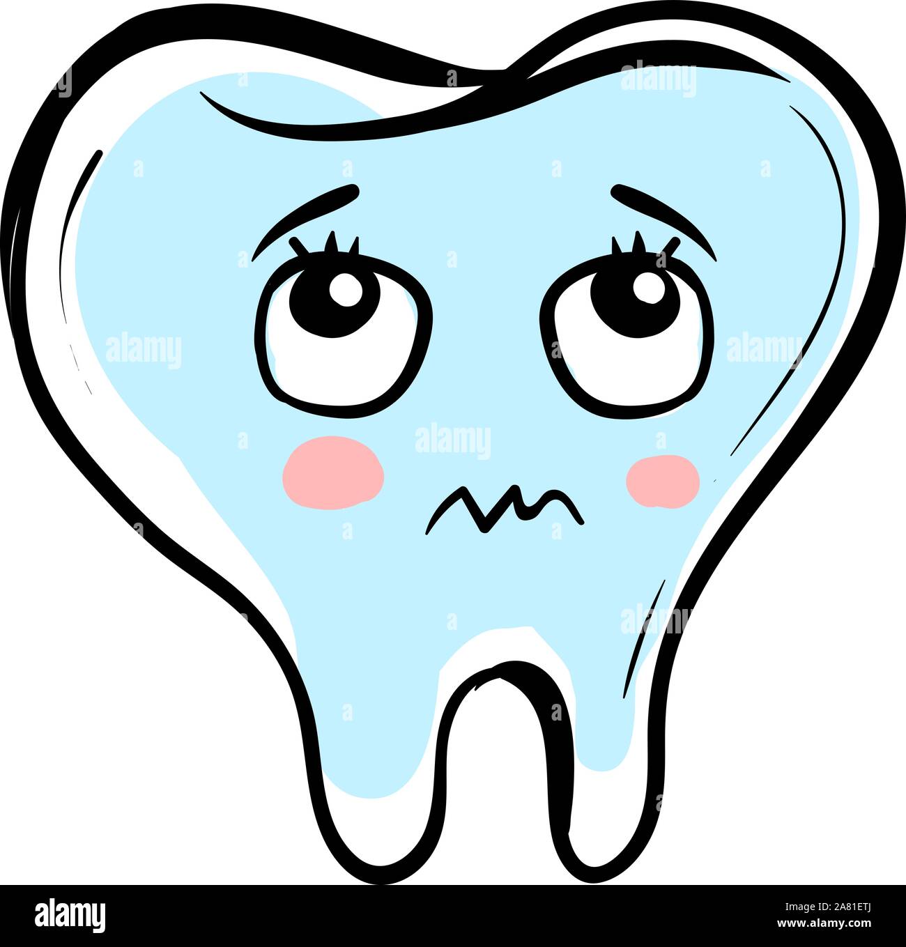 Scared tooth, illustration, vector on white background Stock Vector ...