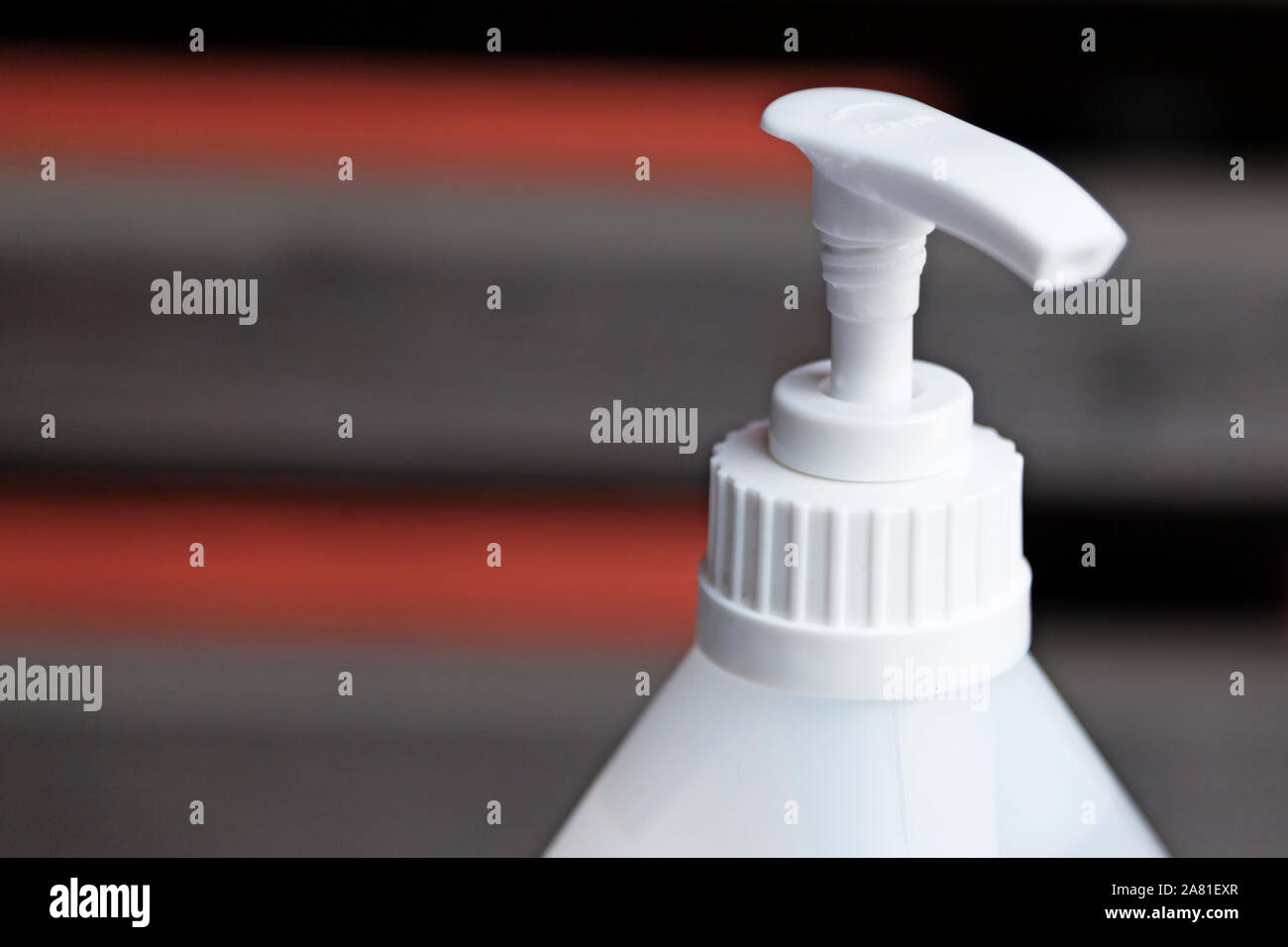 a bottle of pump soap, closeup of the nozzle at the top Stock Photo Alamy