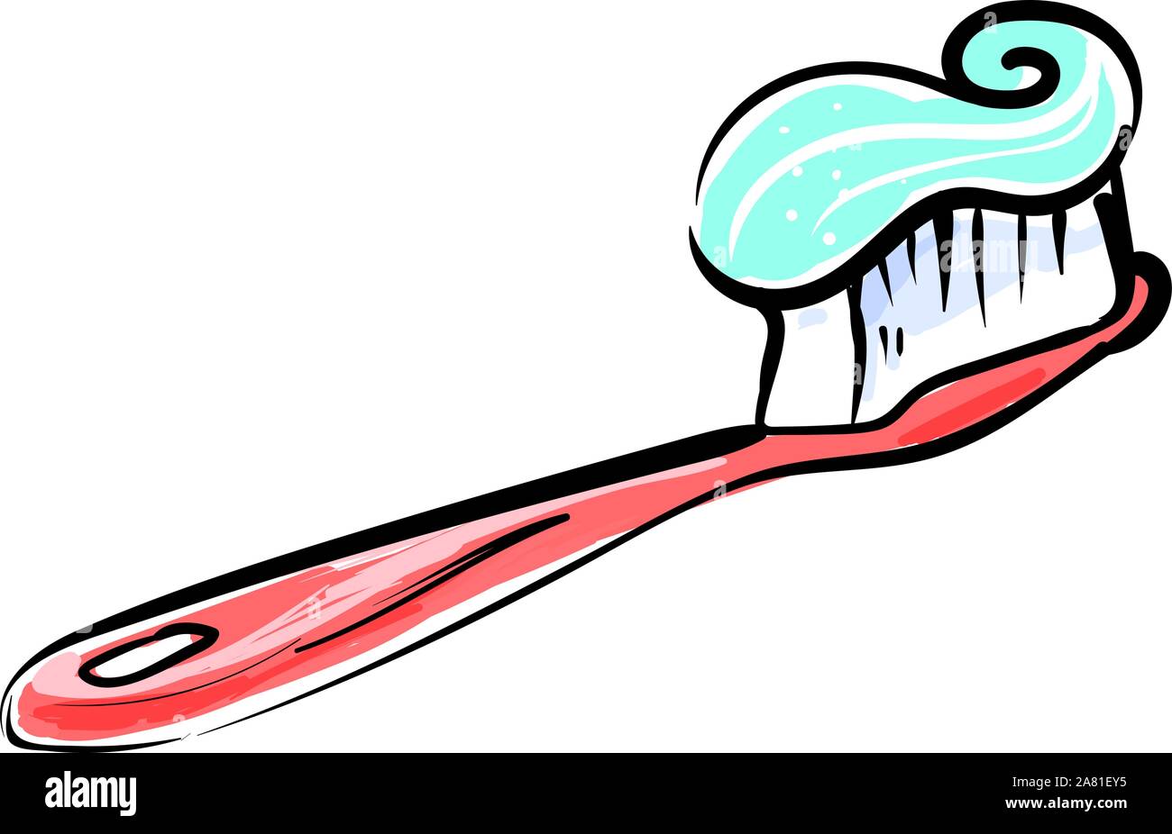 Toothbrush with paste, illustration, vector on white background Stock ...