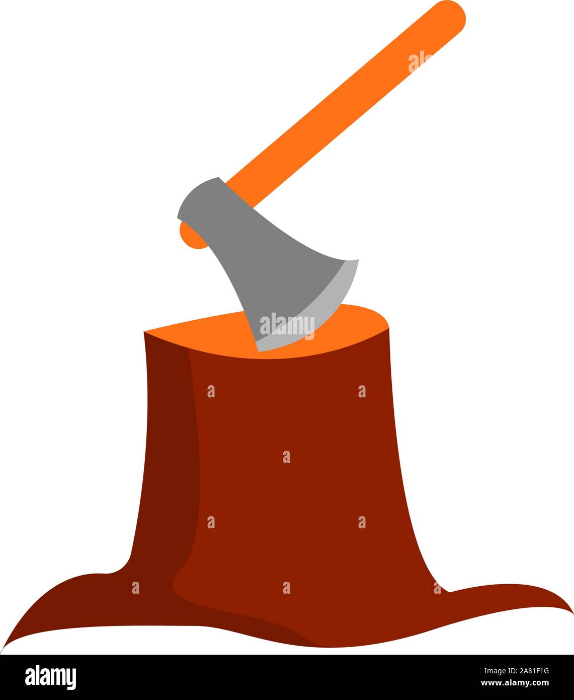Axe in wood, illustration, vector on white background Stock Vector