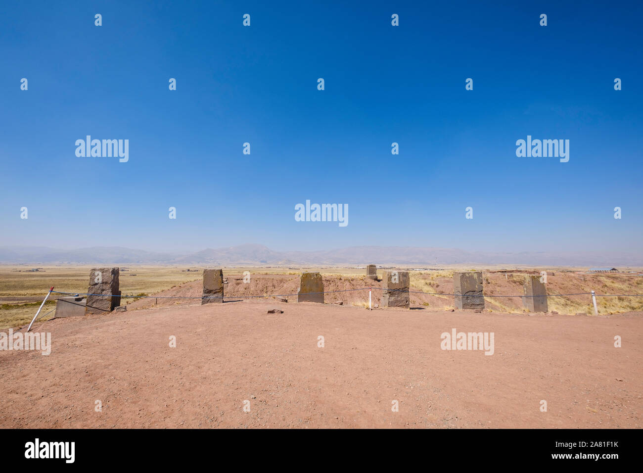 Ancient ruins at Tiwanaku Archeological Complex, Bolivia Stock Photo