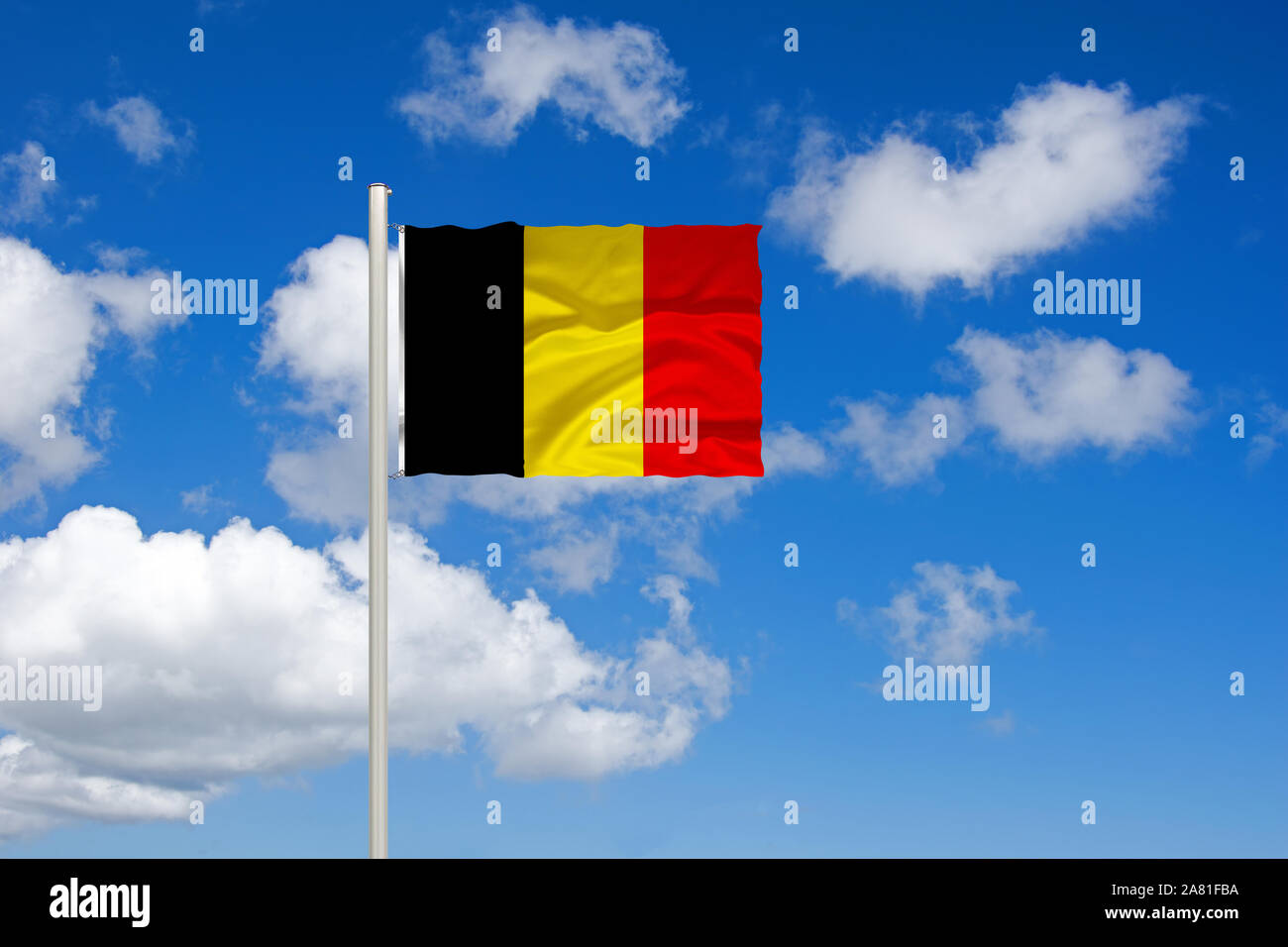 Europa Eu Belgien Flagge Nationalflagge Fahne Nationalfahne Cumulus Wolken Vor Blauen Himmel Stock Photo Alamy