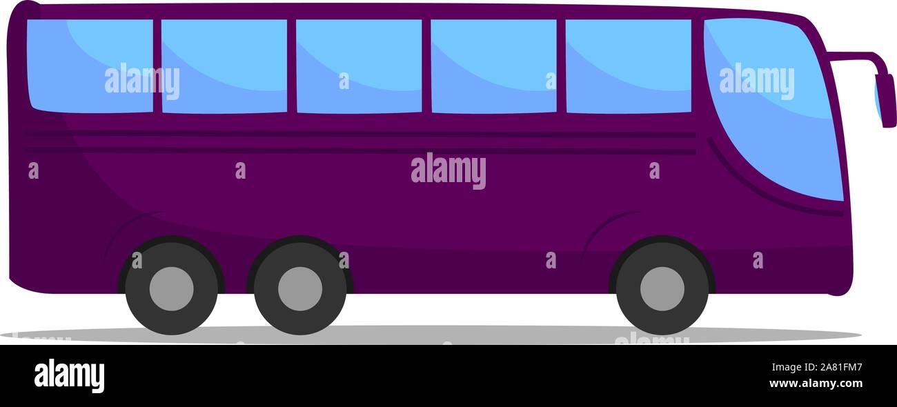 Purple bus, illustration, vector on white background. Stock Vector