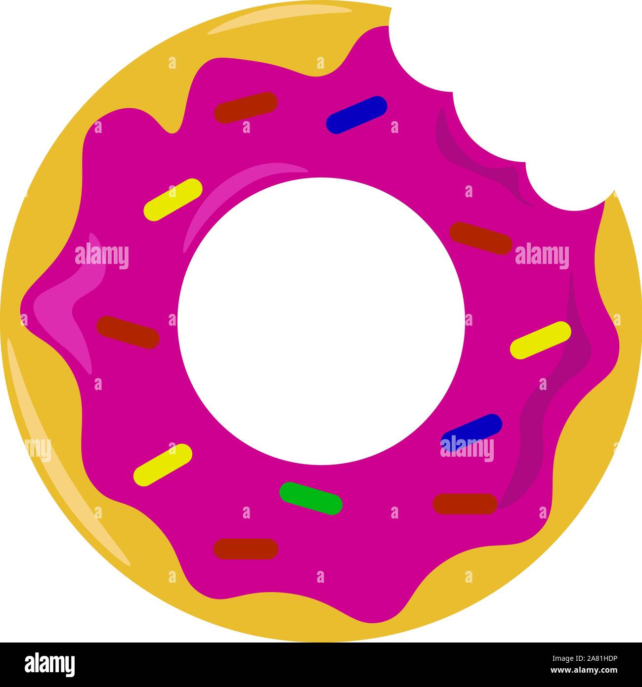 Bitten donut, illustration, vector on white background. Stock Vector