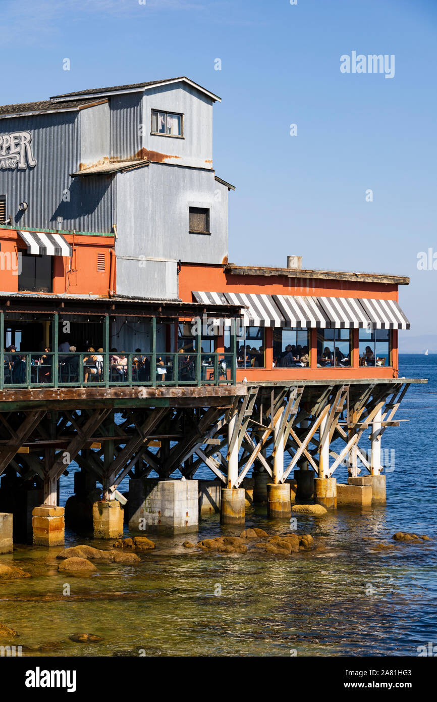 The Fish Hopper restaurant, MacAbee beach, Cannery Row, Monterey, California, United States of America. Stock Photo