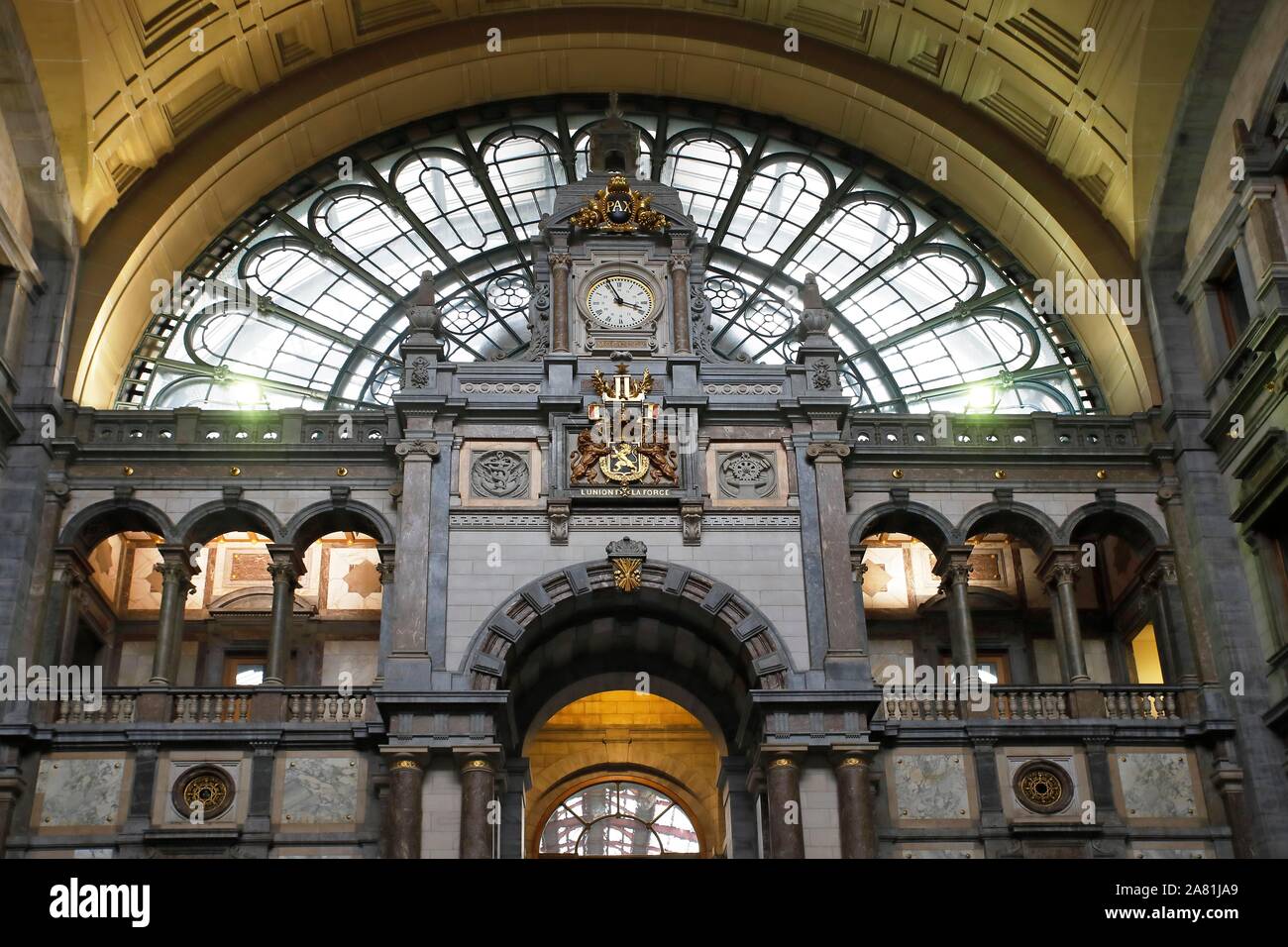 Antwerp-Centraal Historic Railway Station, Antwerp, Belgium Stock Photo