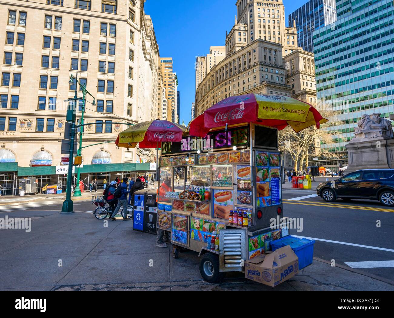 Typical snack stand with Fast Food, Food Truck, Lower Manhattan, New York, USA Stock Photo