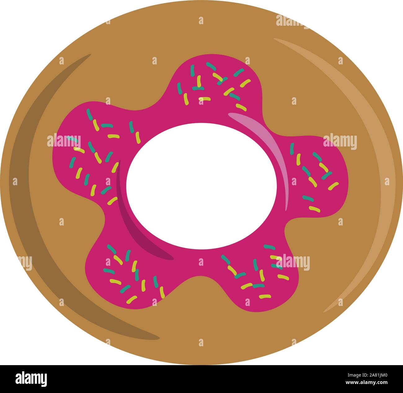 Round donut, illustration, vector on white background. Stock Vector