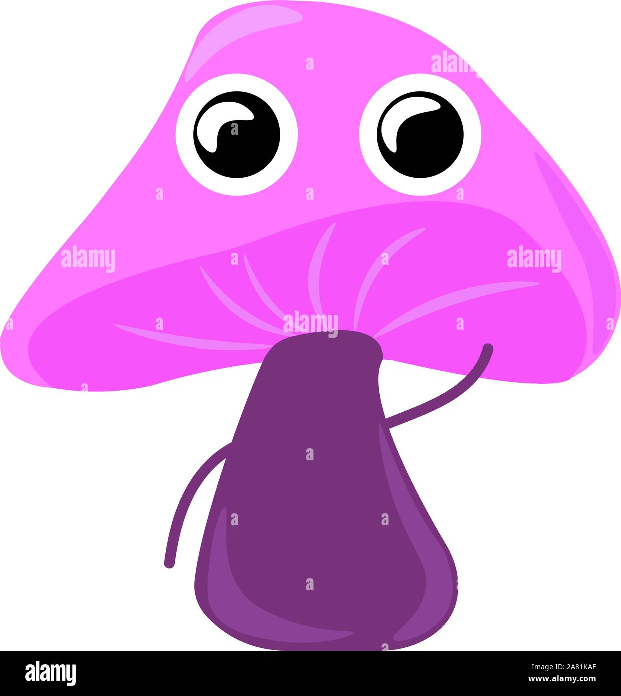Cute pink mushroom, illustration, vector on white background. Stock Vector