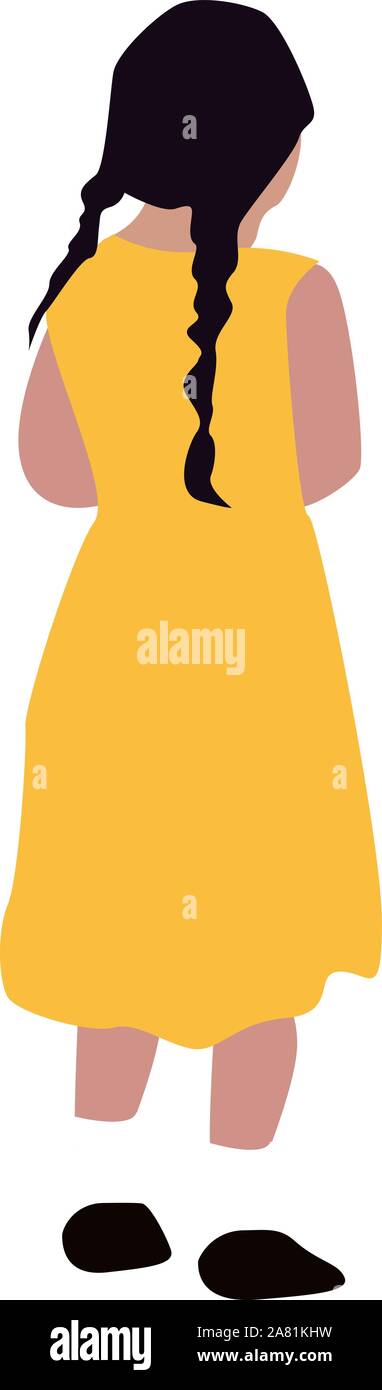 Girl in yellow, illustration, vector on white background. Stock Vector