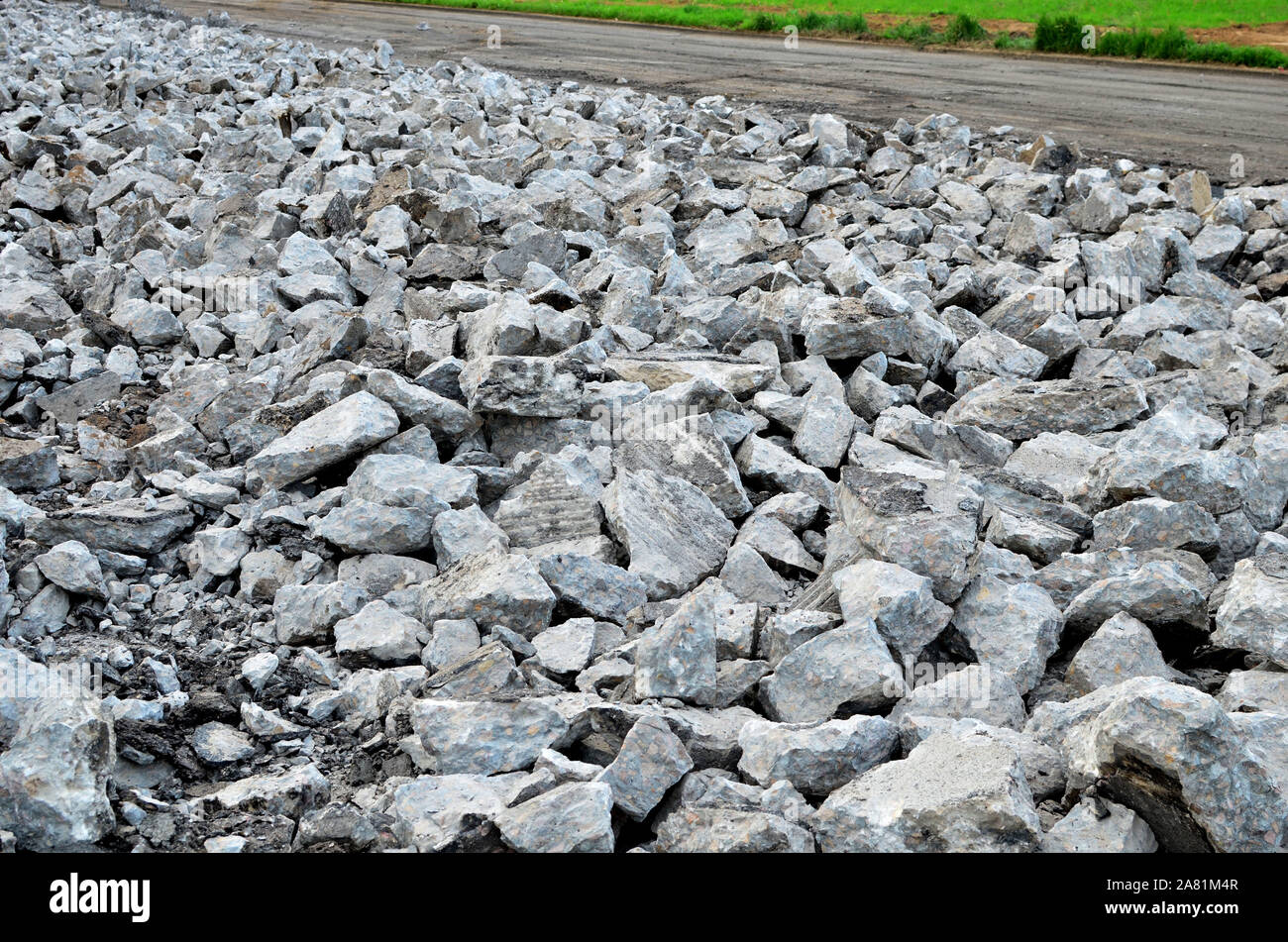 Recycling and reuse crushed concrete rubble, asphalt, building material