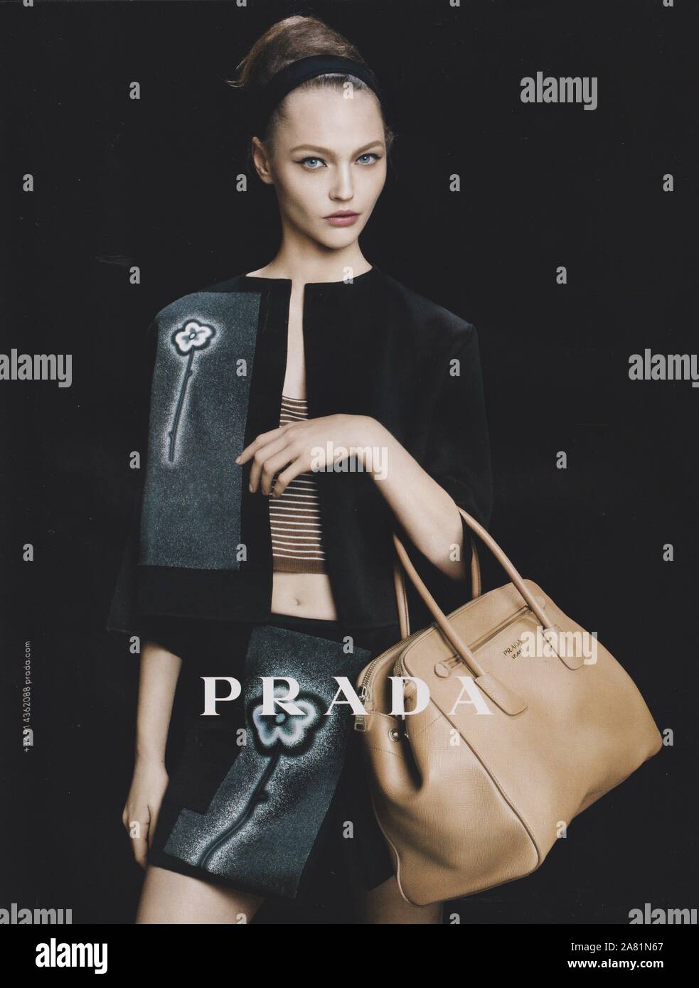 poster advertising PRADA fashion house in paper magazine from 2013 year,  advertisement, creative PRADA advert from 2010s Stock Photo - Alamy