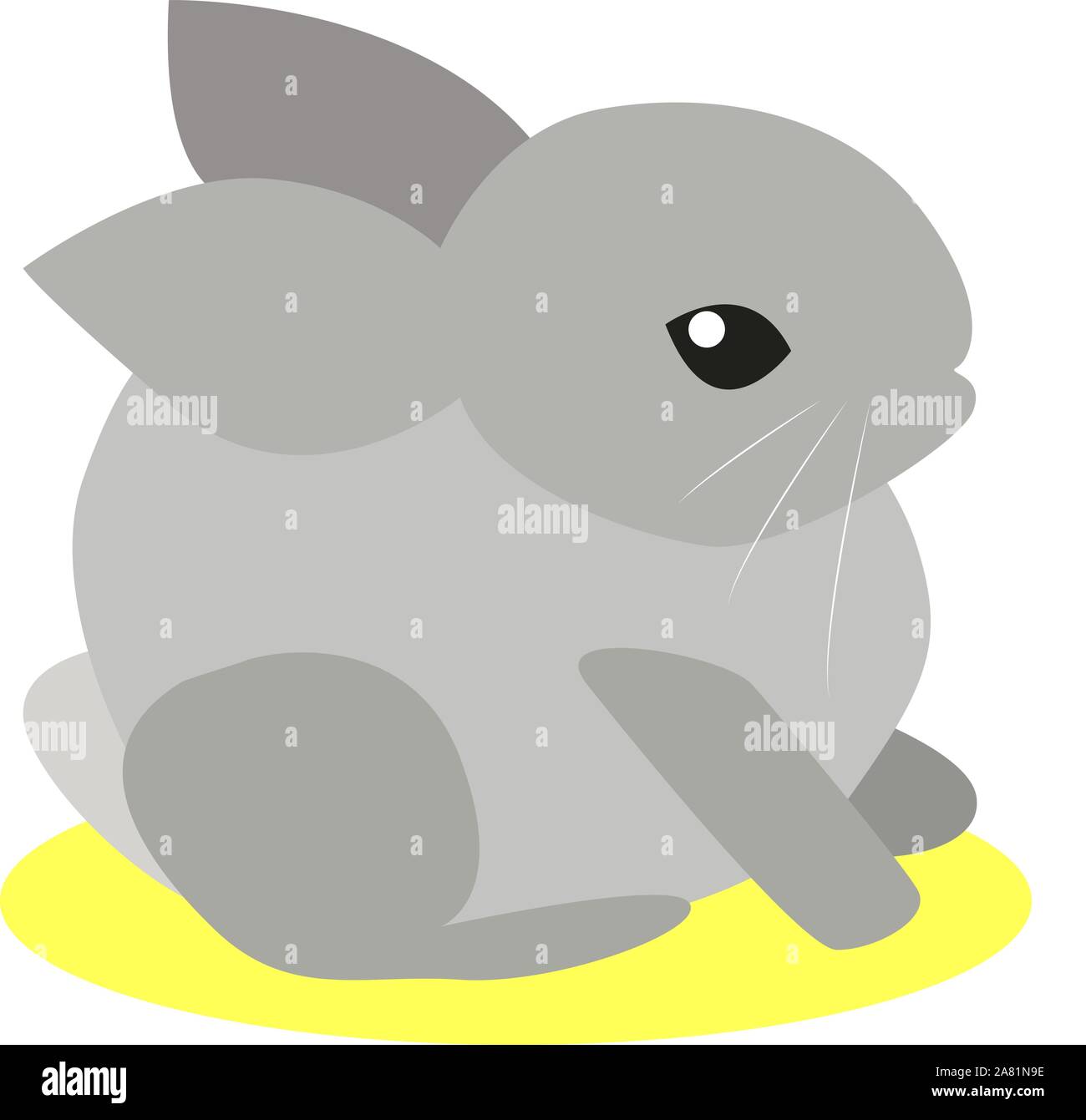 Gray bunny, illustration, vector on white background. Stock Vector