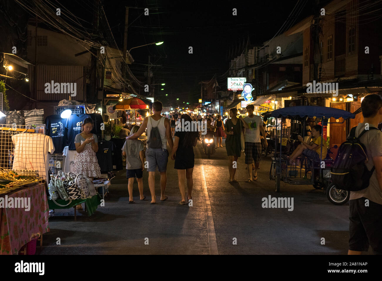 Pai, Thailand - April 10, 2017 : Night Market in Pai, nothern Thailand. Stock Photo
