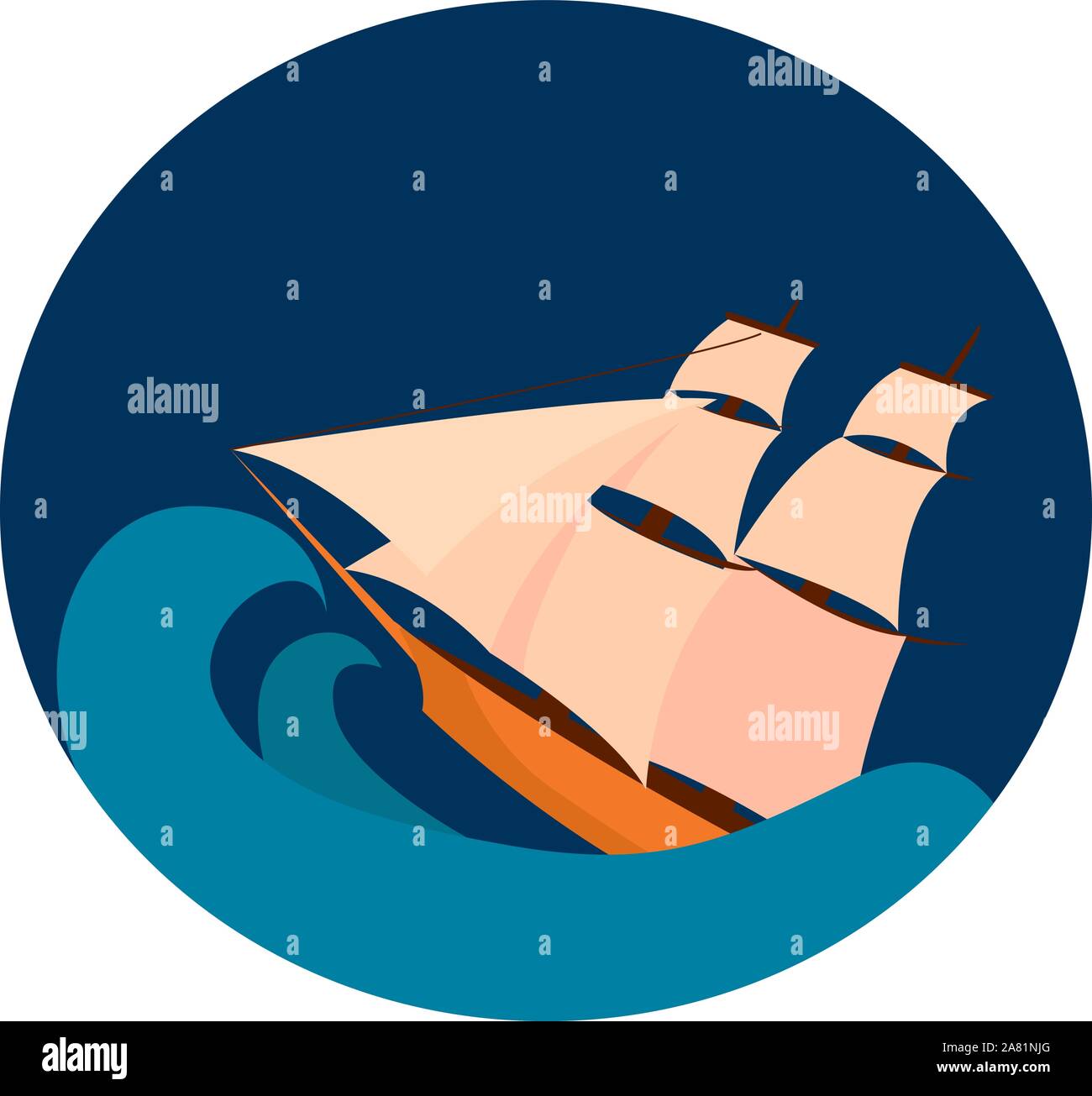 Shipwreck, illustration, vector on white background Stock Vector Image