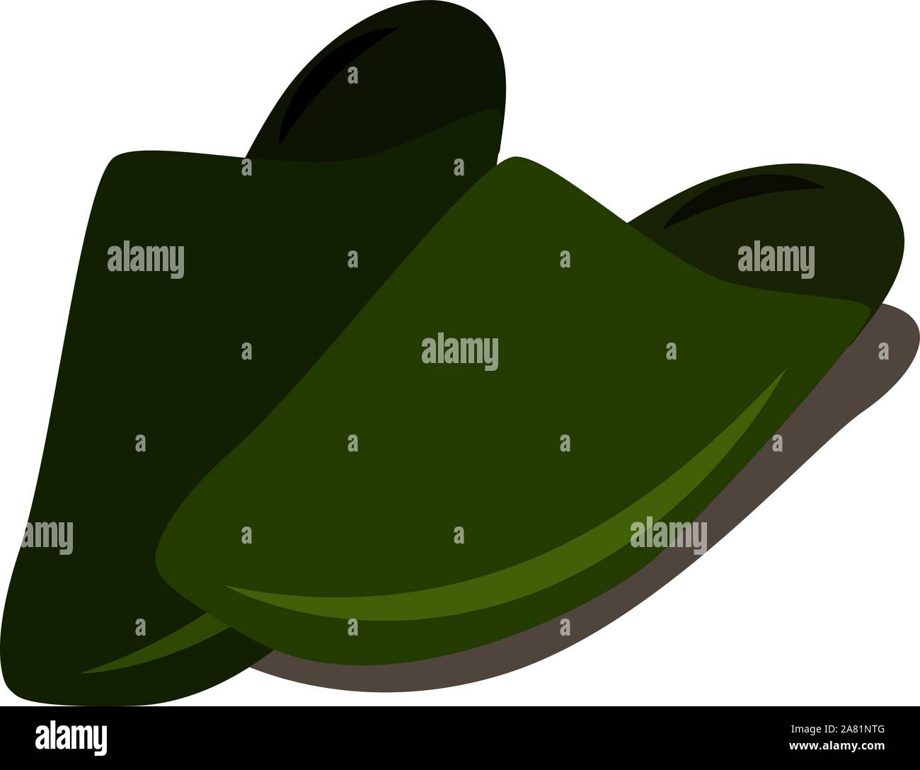 Green slippers, illustration, vector on white background. Stock Vector