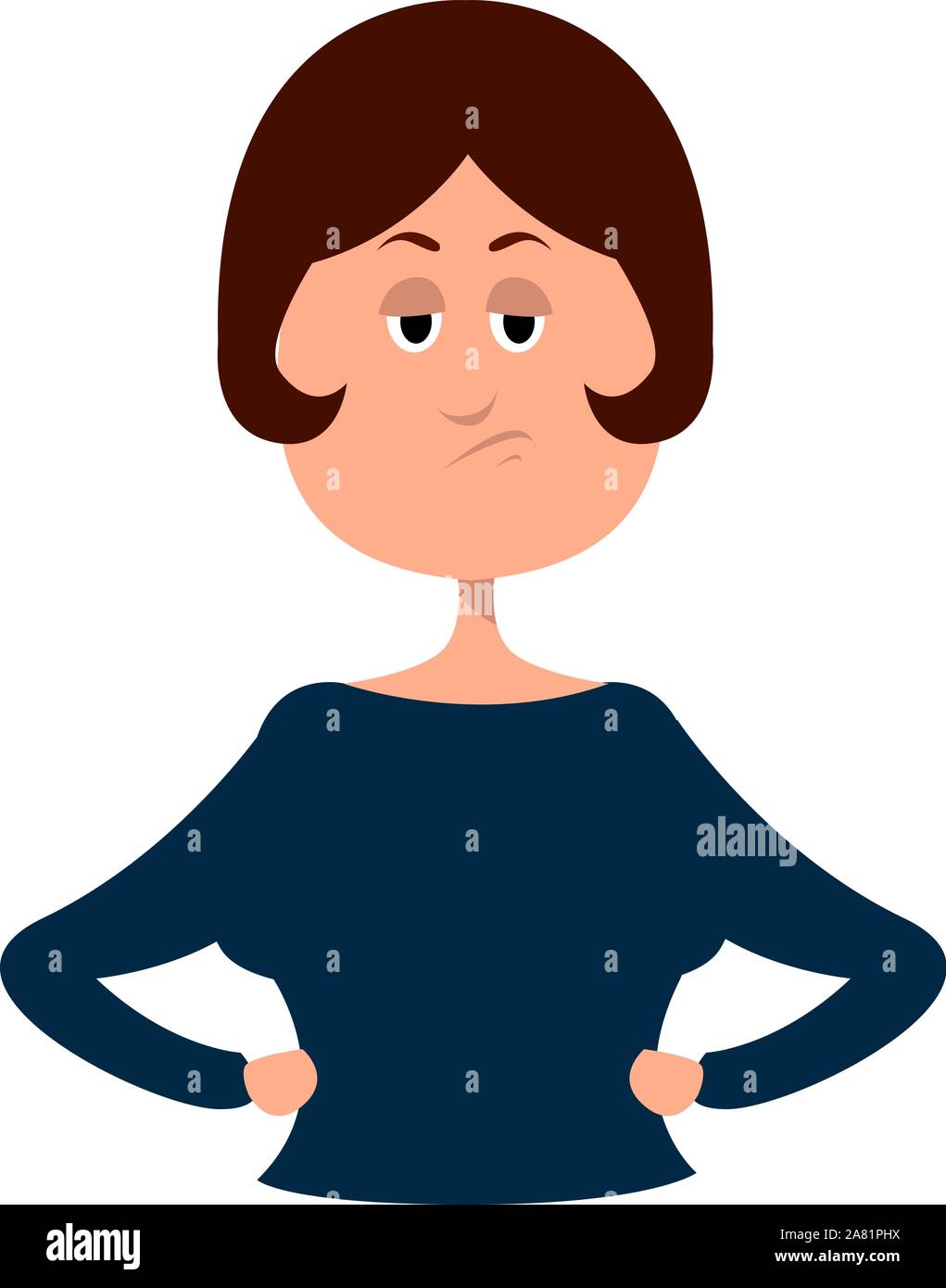 Angry woman, illustration, vector on white background. Stock Vector