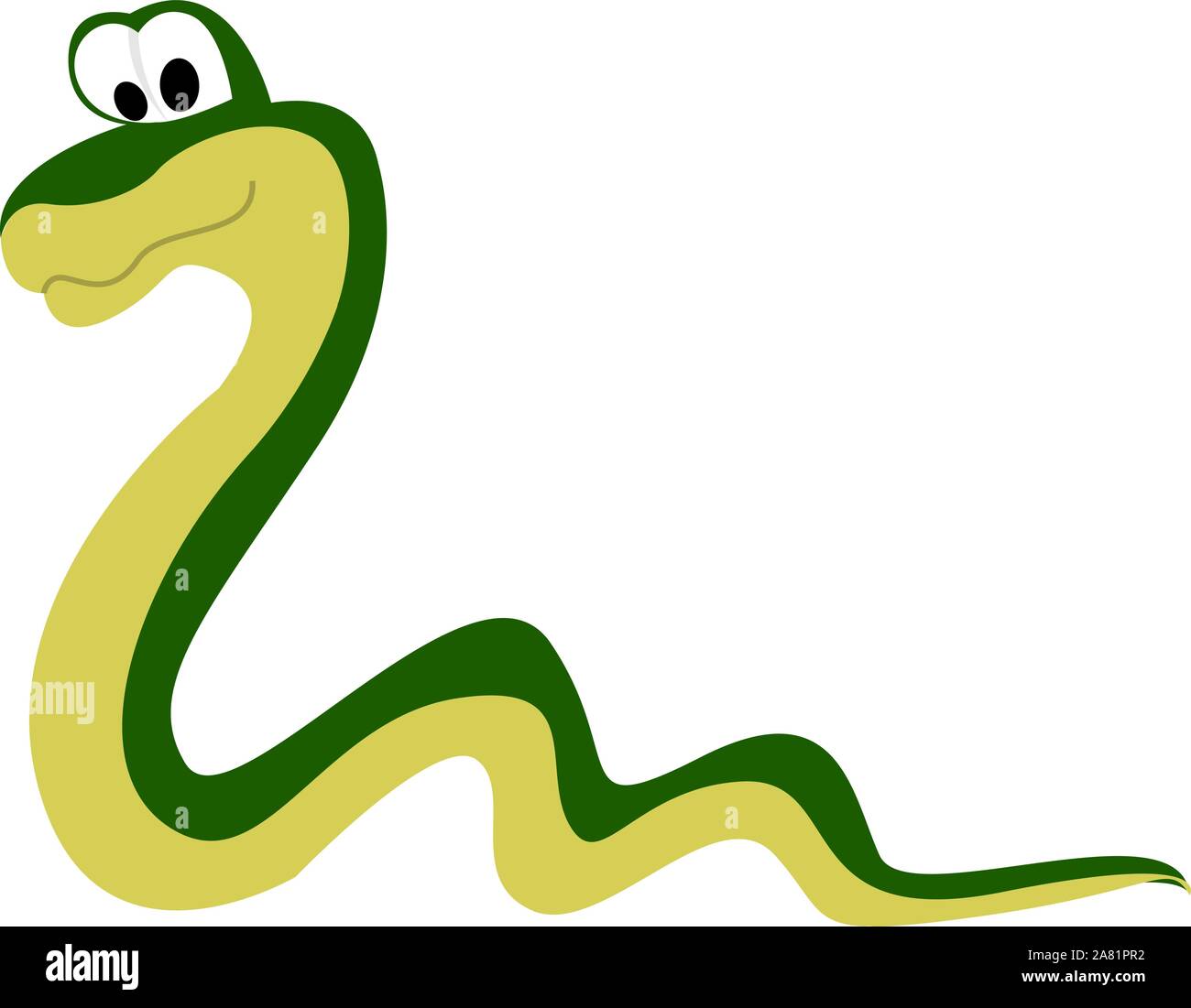 Green snake, illustration, vector on white background. Stock Vector