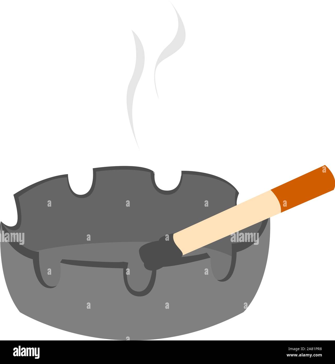 Ashtray, illustration, vector on white background Stock Vector Image