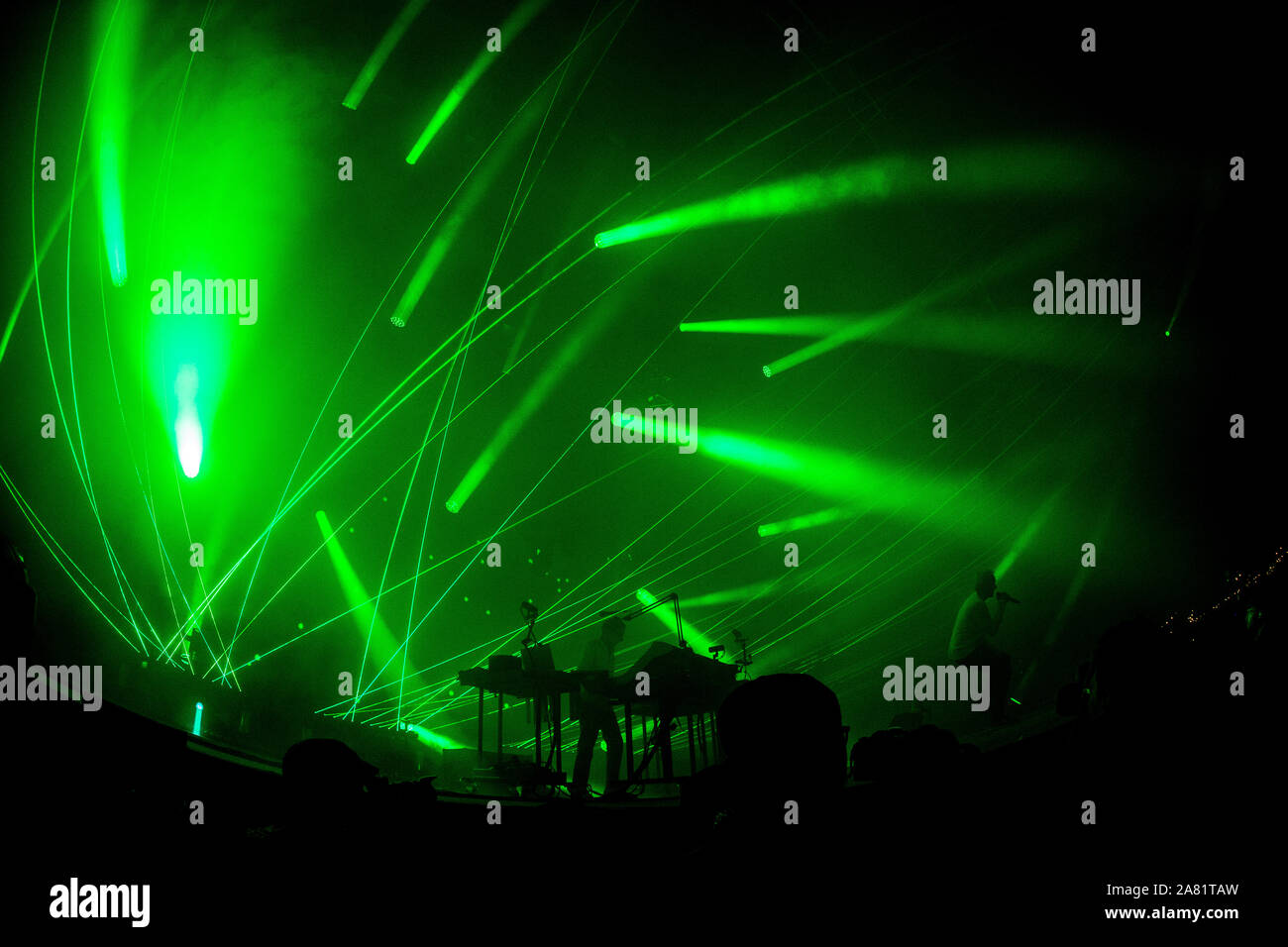 Roskilde, Denmark. July 05th, 2019. The British electronic music group Underworld performs a