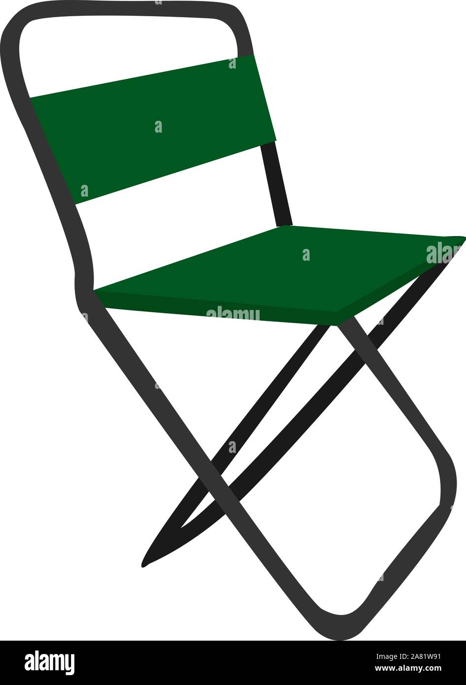 Folding chair, illustration, vector on white background. Stock Vector