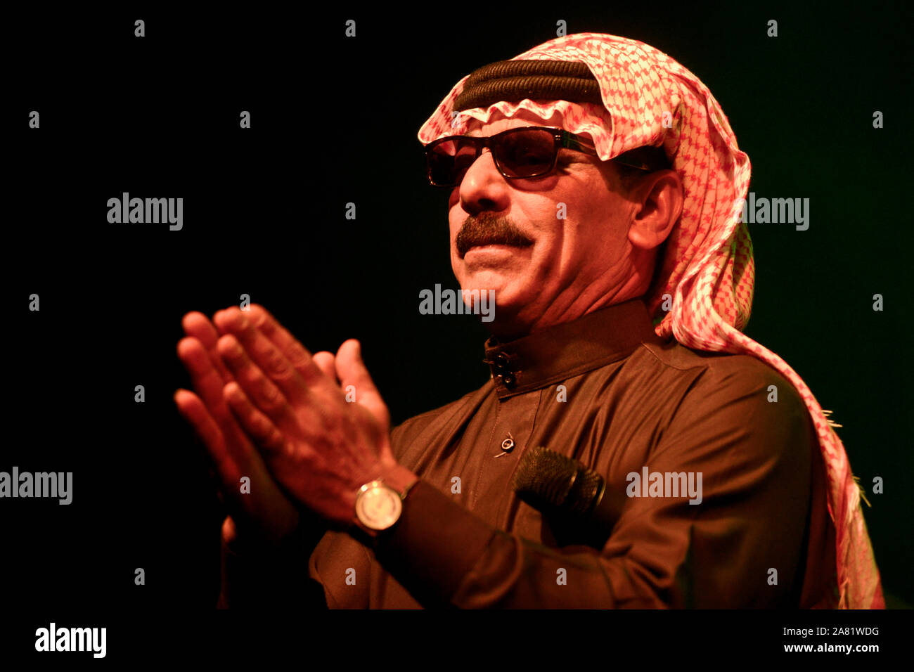 Syrian singer Omar Souleyman performing live Stock Photo