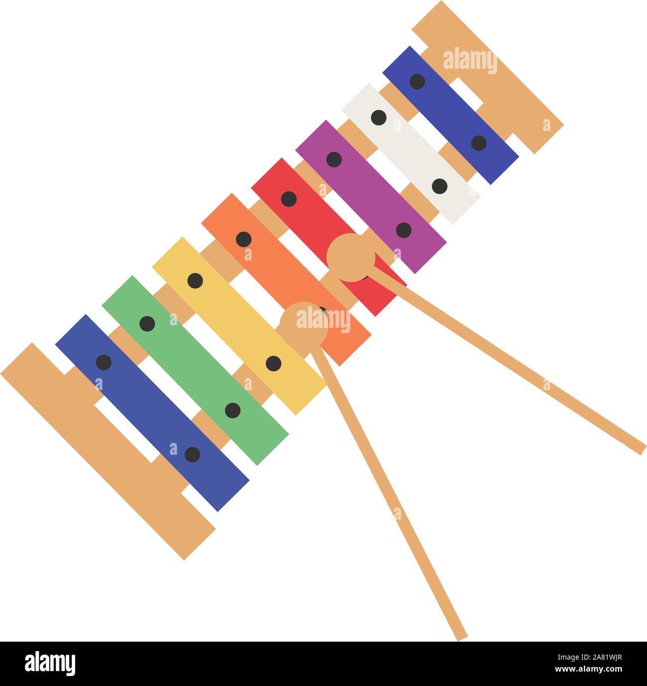 Glockenspiel, illustration, vector on white background Stock Vector