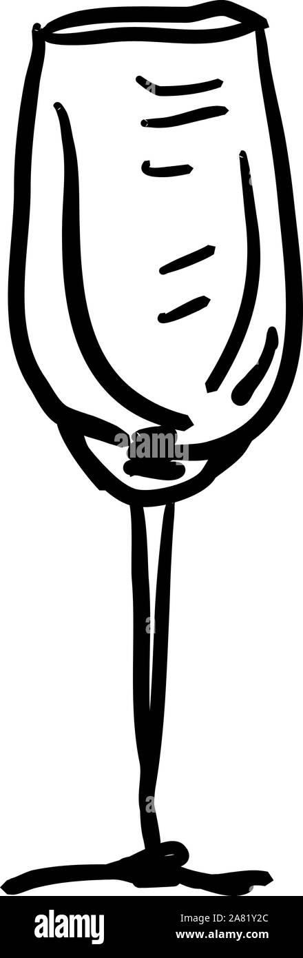 Wine glass empty sketch, illustration, vector on white background Stock ...