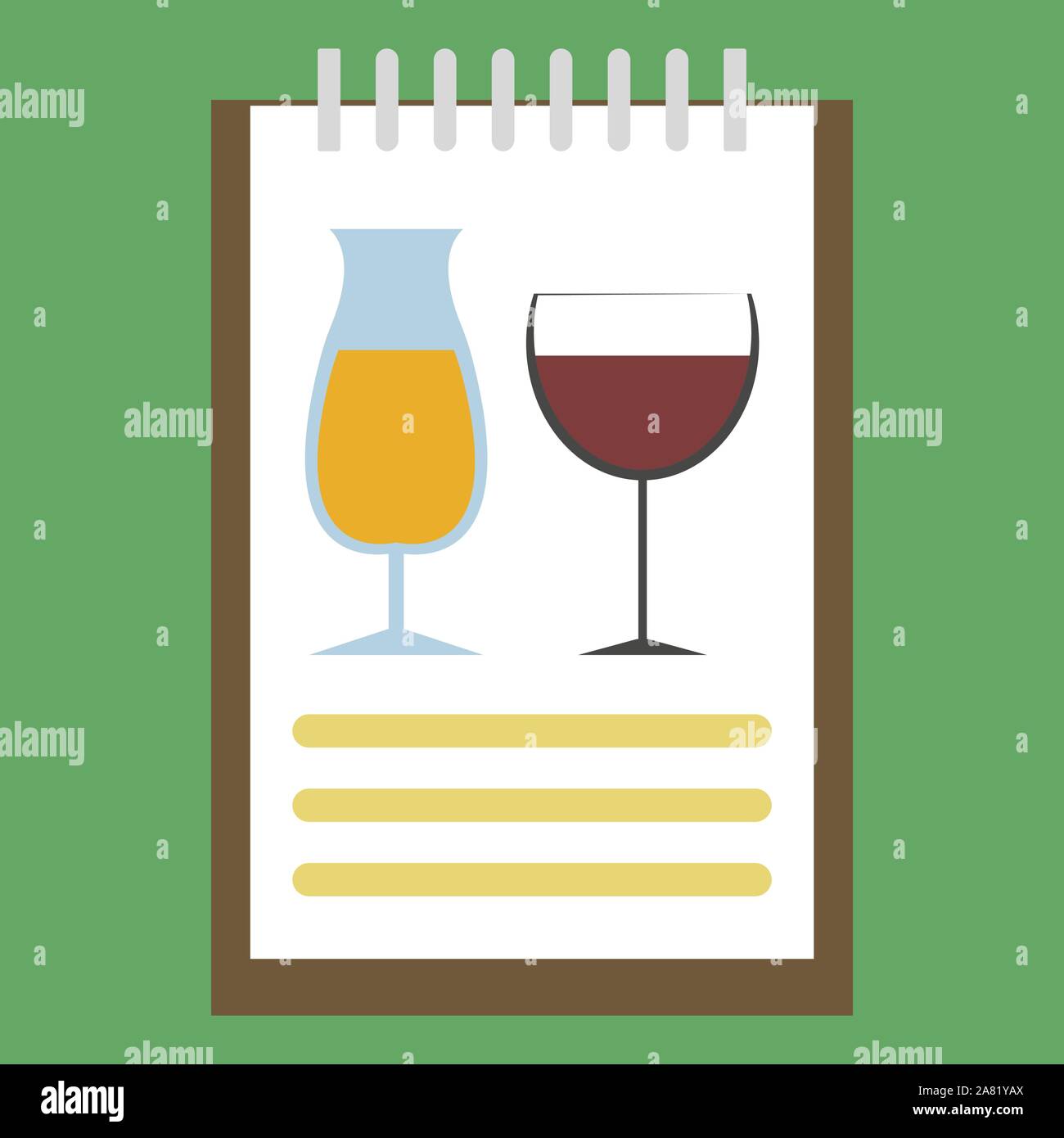 Menu in restaurant, illustration, vector on white background. Stock Vector