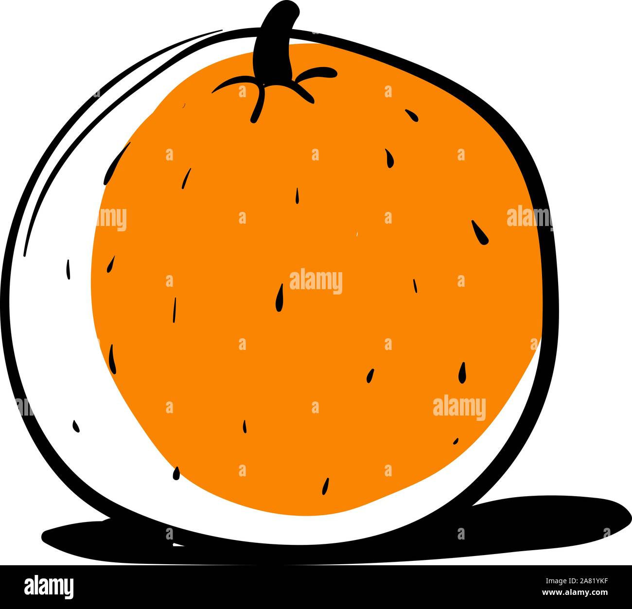 Orange drawing, illustration, vector on white background Stock Vector