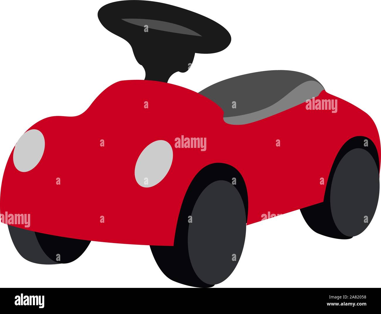 Red toy car, illustration, vector on white background. Stock Vector