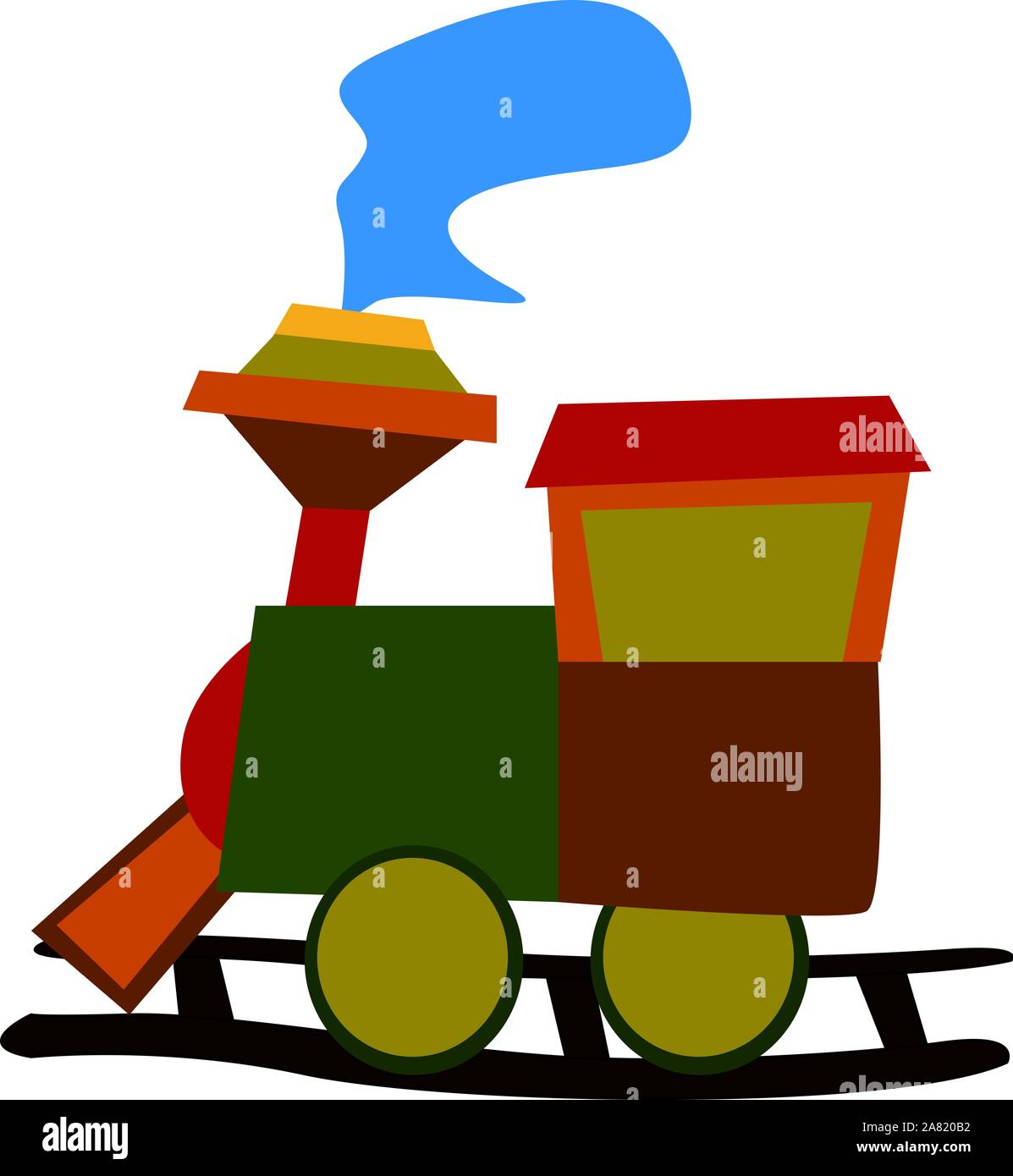 Steam locomotive, illustration, vector on white background. Stock Vector