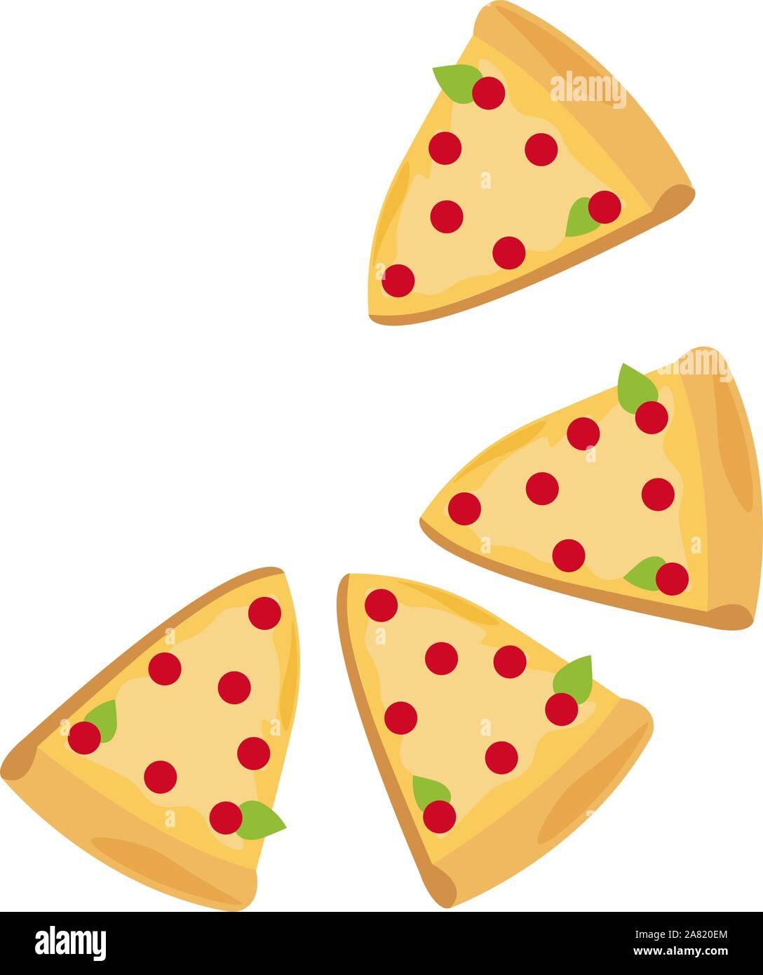 Pizza slices, illustration, vector on white background Stock Vector ...