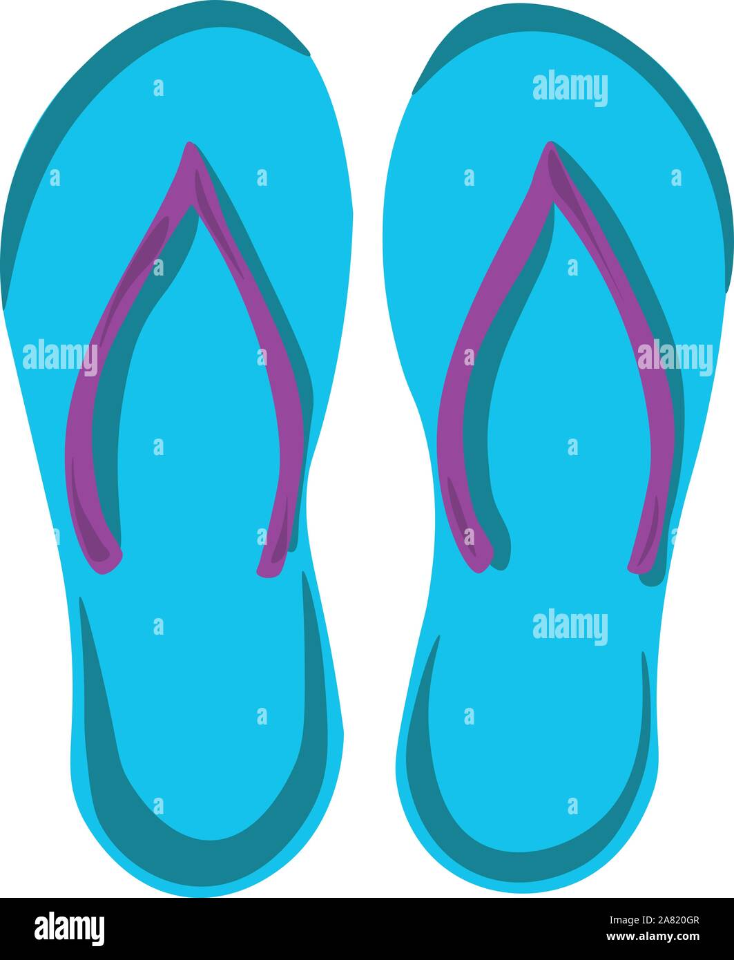 Blue flip flops, illustration, vector on white background Stock Vector