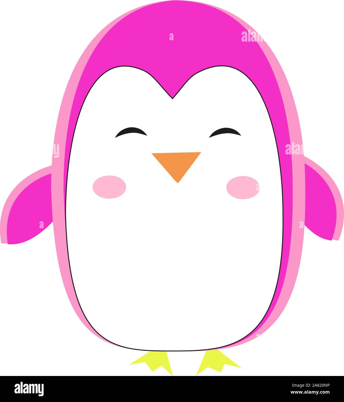 Pink penguin, illustration, vector on white background Stock Vector