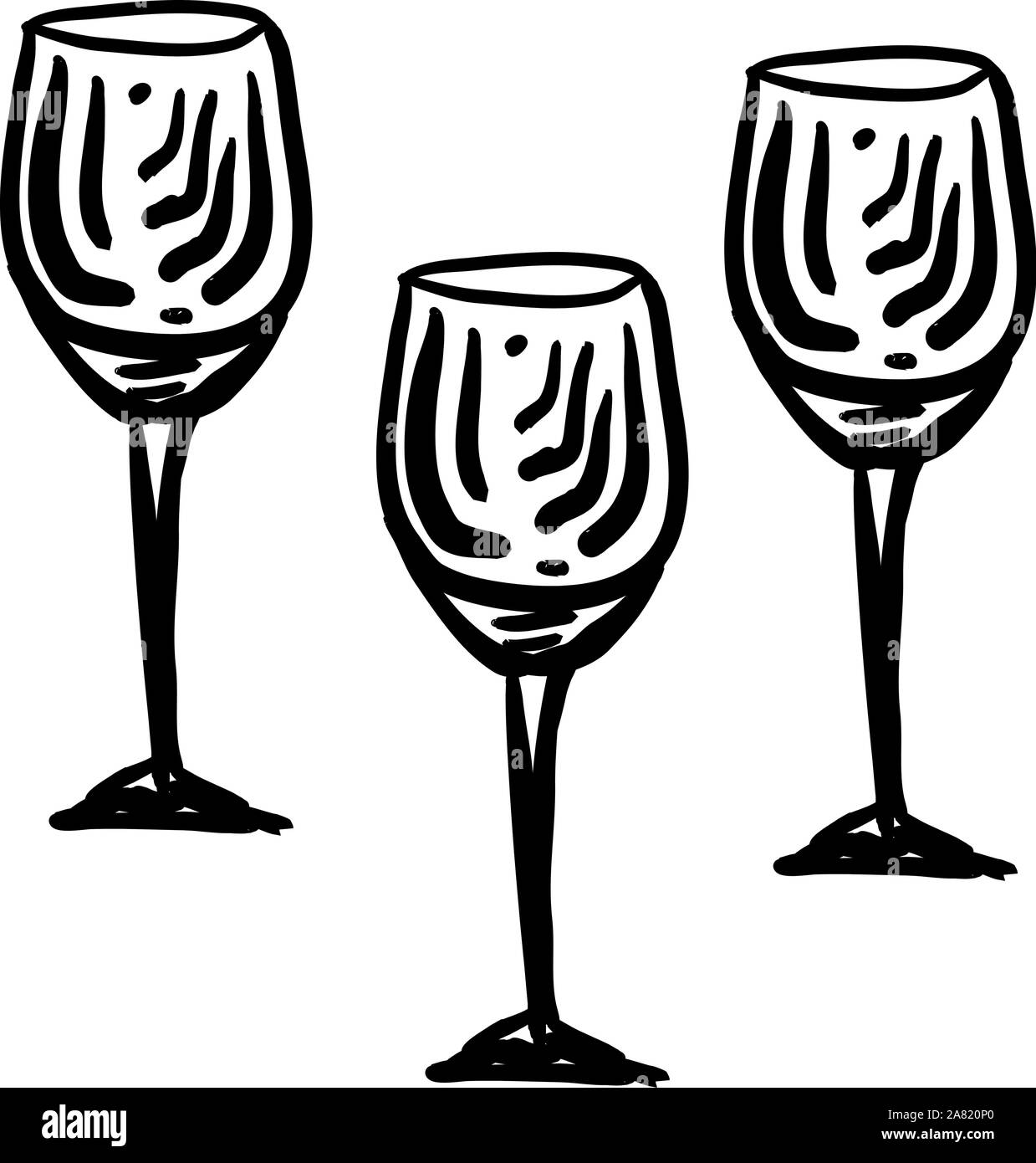 Three glasses, illustration, vector on white background Stock Vector ...