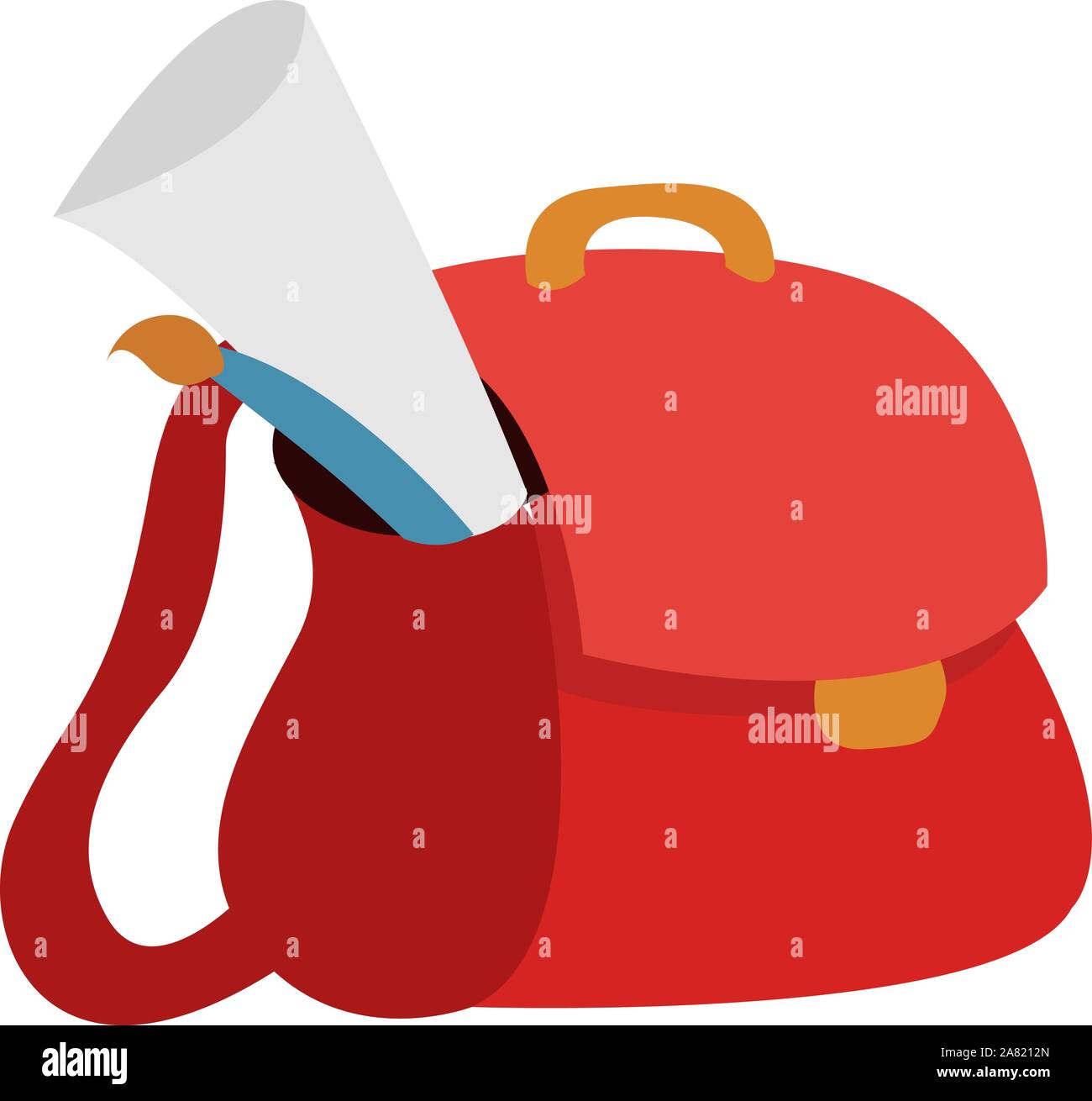 Schoolbag, illustration, vector on white background. Stock Vector