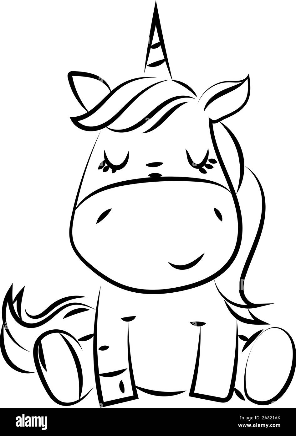 Realistic Unicorn Outline Coloring Page - ColoringAll